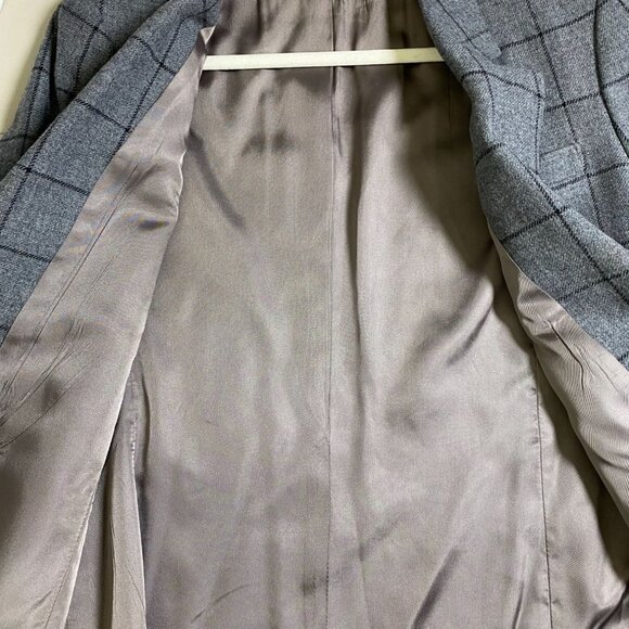 VTG Pendleton Virgin Wool Blazer Jacket Gray Windowpane size 12 Petite Plaid USA - Picture 10 of 16